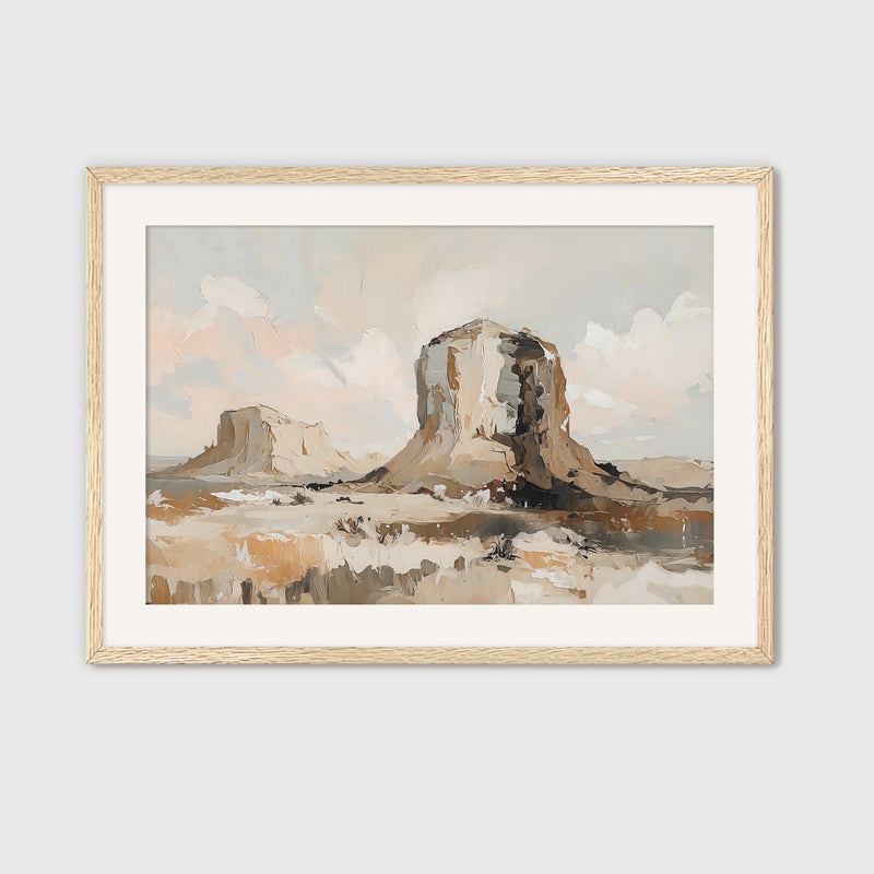Desert Landscape Painting of Mesas - Sage and Rose Prints