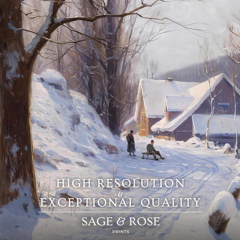 Cabin in the Snowy Landscape - Sage and Rose Prints