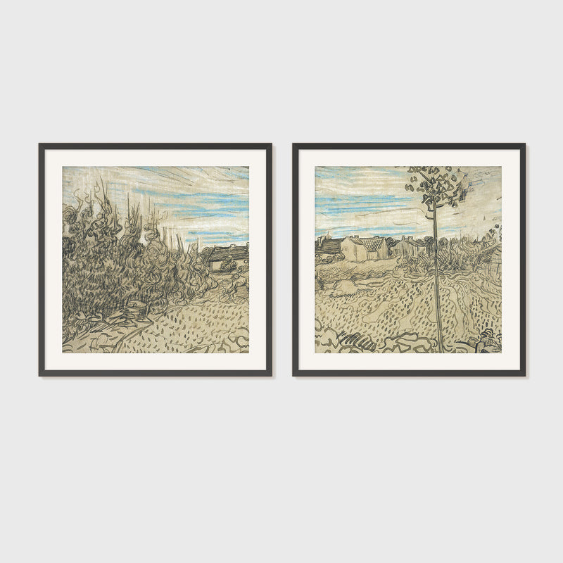 2 Piece Wheat Field Painted by Van Gough - Sage and Rose Prints