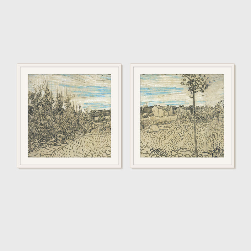 2 Piece Wheat Field Painted by Van Gough - Sage and Rose Prints