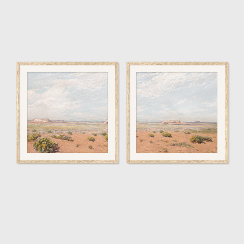 Bright Desert Landscape 2-Panel Set - Sage and Rose Prints
