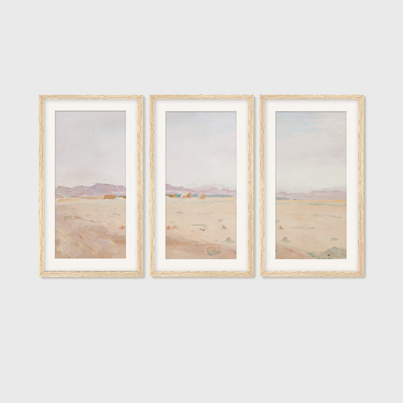 Desert Painting in Pastel Colors Triptych - Sage and Rose Prints