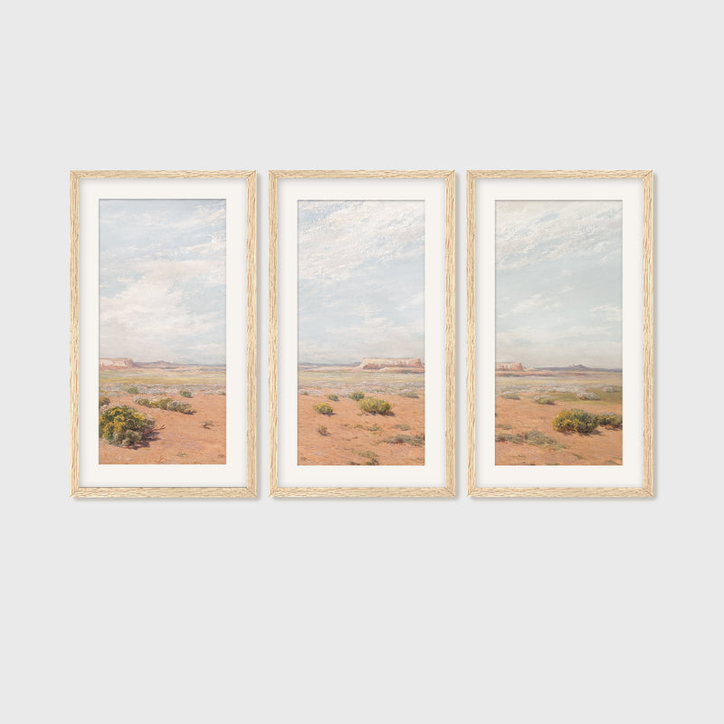 Bright Desert Landscape Triptych - Sage and Rose Prints