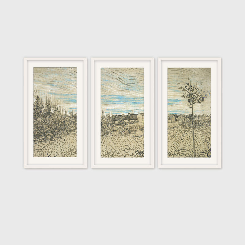 3 Piece Wheat Field Painted by Van Gough - Sage and Rose Prints
