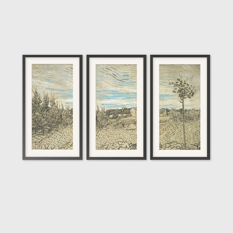 3 Piece Wheat Field Painted by Van Gough - Sage and Rose Prints