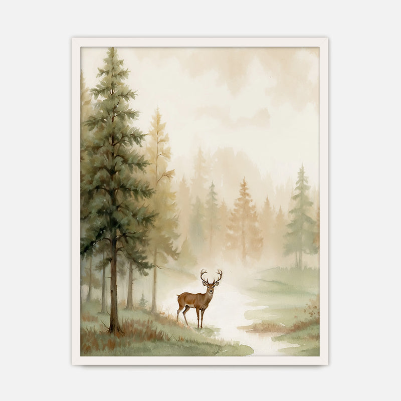 Dear Painting in a Fall Forest - Sage and Rose Prints