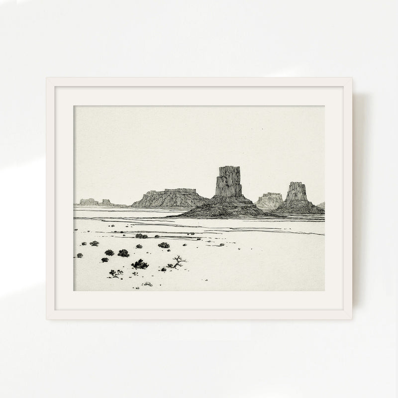 Desert Mesa Drawing - Sage and Rose Prints