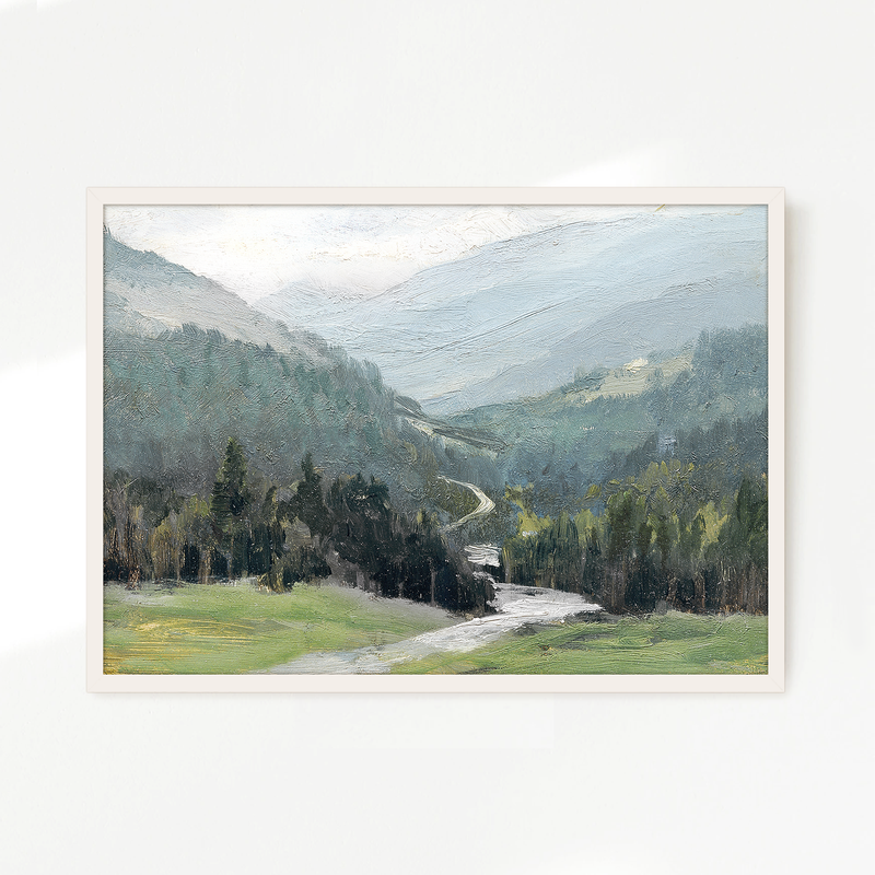 Blue Mountain Oil Painting No2 - Sage and Rose Prints