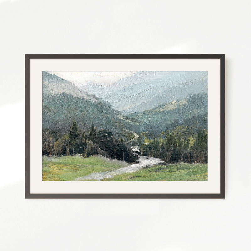 Blue Mountain Oil Painting No2 - Sage and Rose Prints