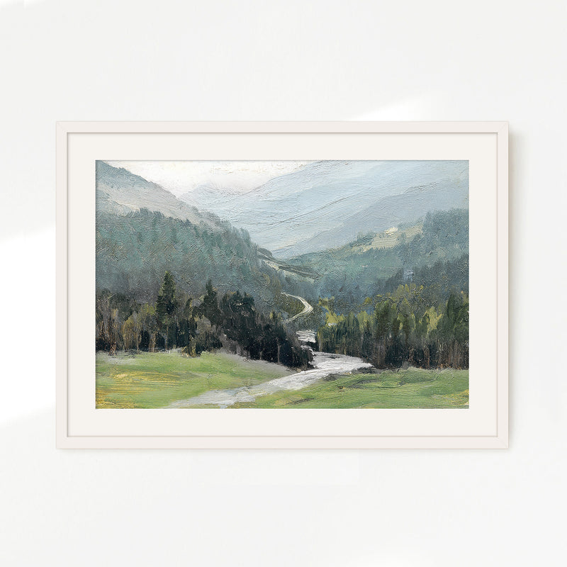 Blue Mountain Oil Painting No2 - Sage and Rose Prints