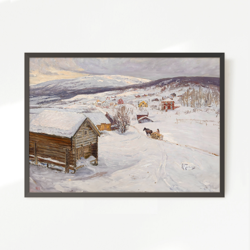Cabin in the Snow Impressionist Painting - Sage and Rose Prints