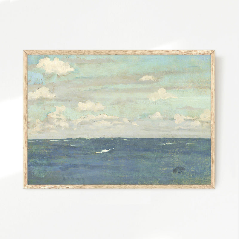 Dusty Blue Ocean Watercolor - Sage and Rose Prints