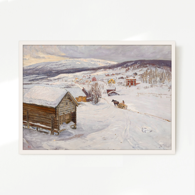 Cabin in the Snow Impressionist Painting - Sage and Rose Prints