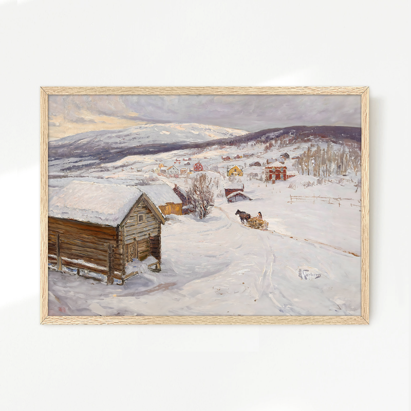 Cabin in the Snow Impressionist Painting - Sage and Rose Prints