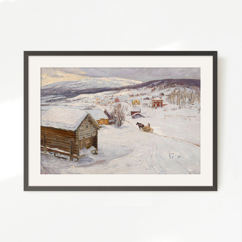 Cabin in the Snow Impressionist Painting - Sage and Rose Prints