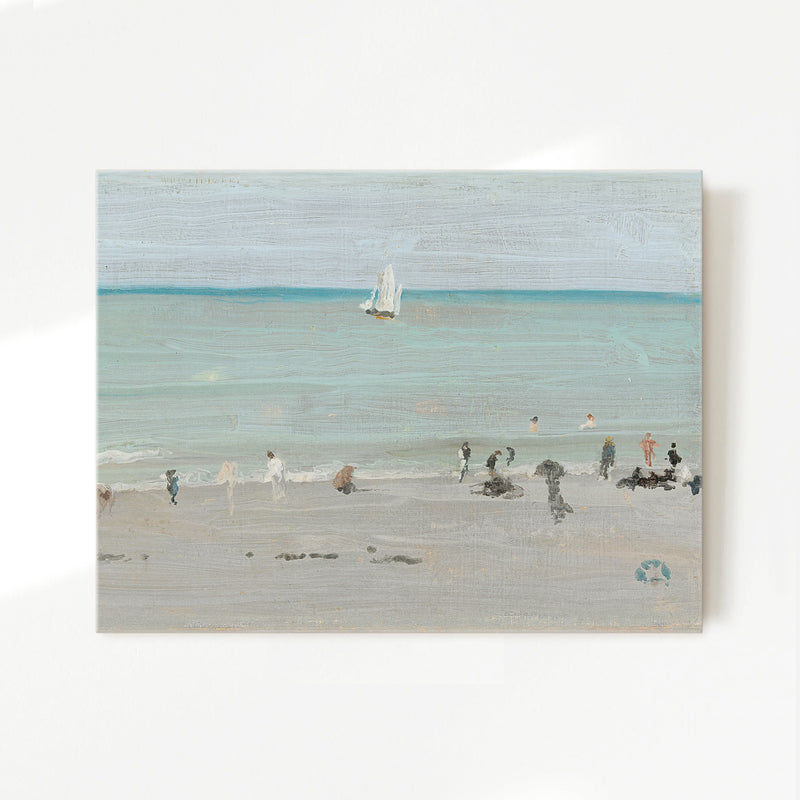 Muted Beach Painting with a Touch of Teal - Sage and Rose Prints