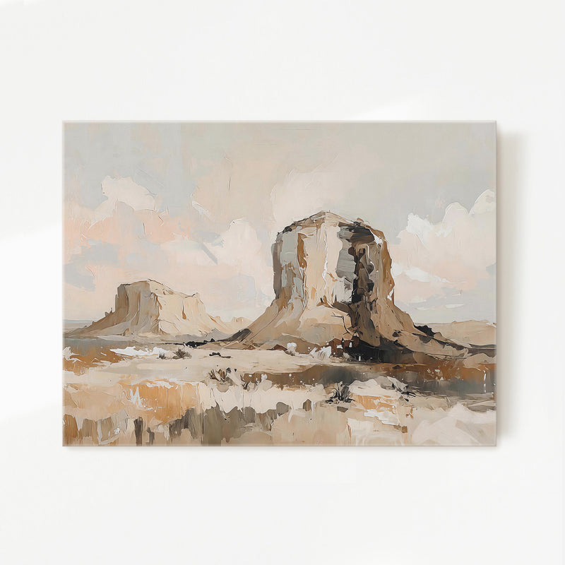 Desert Landscape Painting of Mesas - Sage and Rose Prints