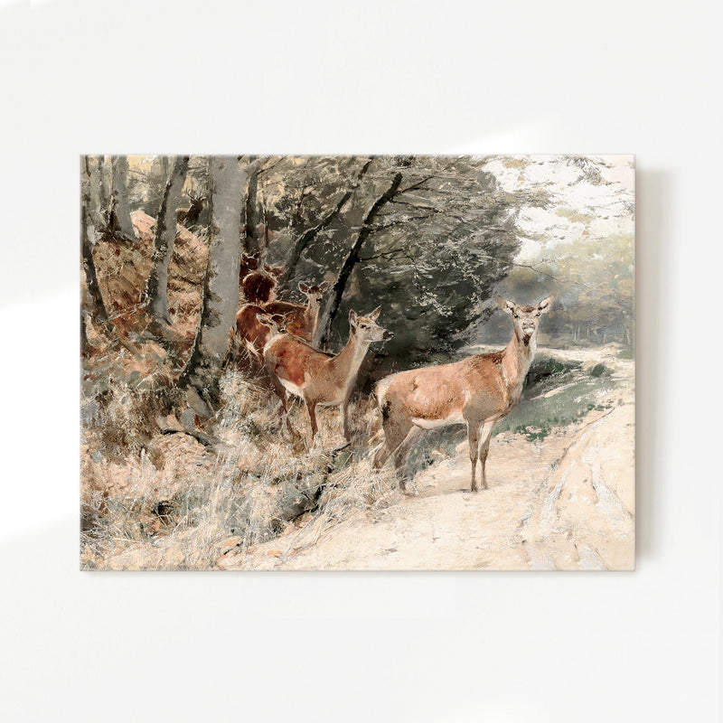 Wildlife Painting Deer in Fall Colors - Sage and Rose Prints
