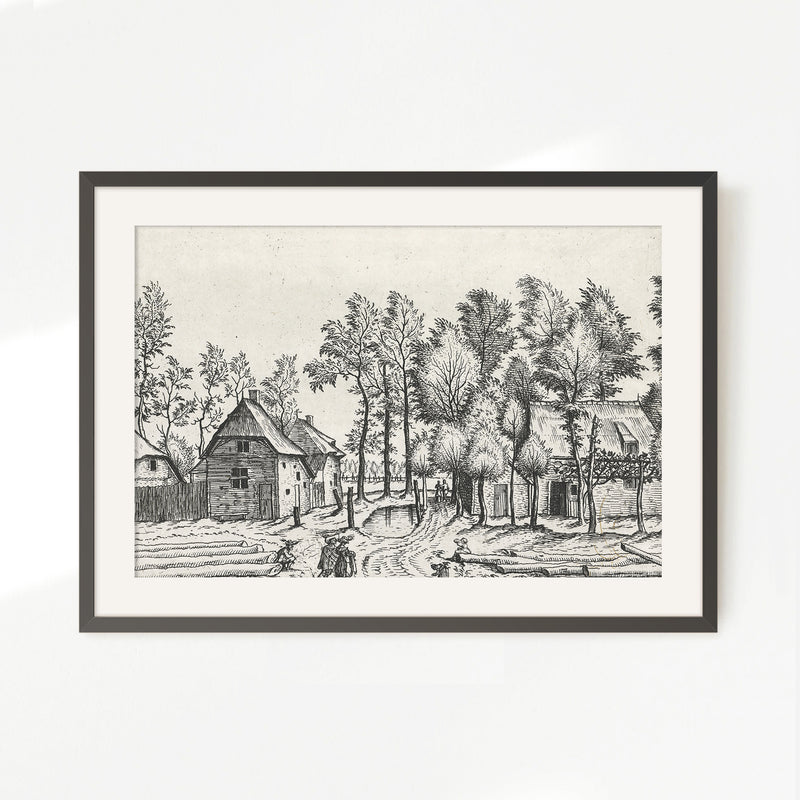 Black and White Cottagecore Drawing - Sage and Rose Prints