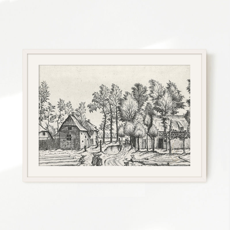 Black and White Cottagecore Drawing - Sage and Rose Prints