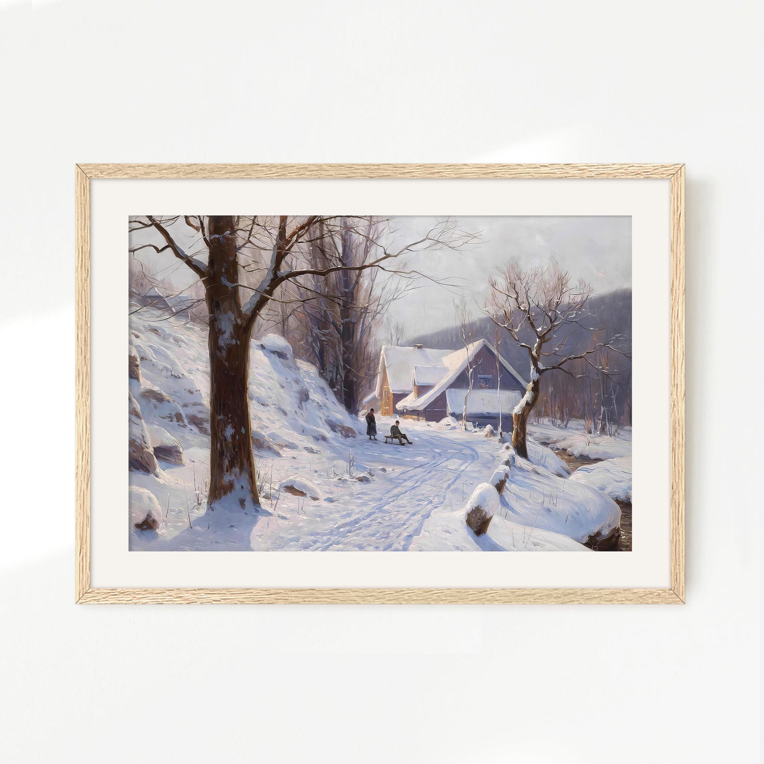 Cabin in the Snowy Landscape - Sage and Rose Prints