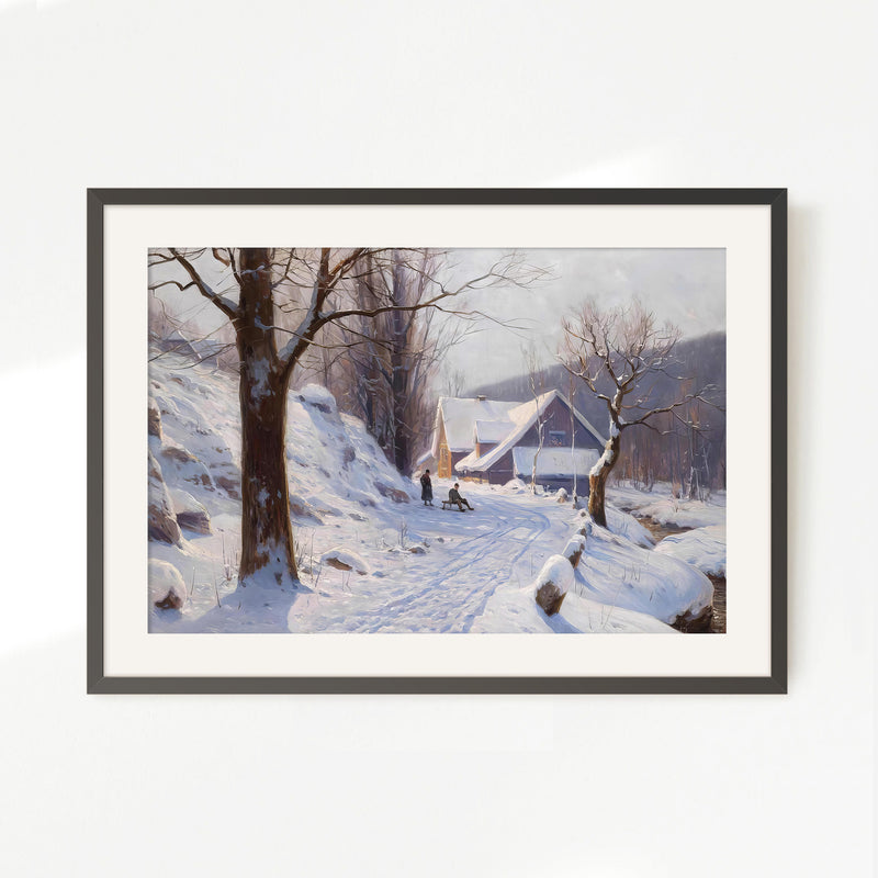 Cabin in the Snowy Landscape - Sage and Rose Prints