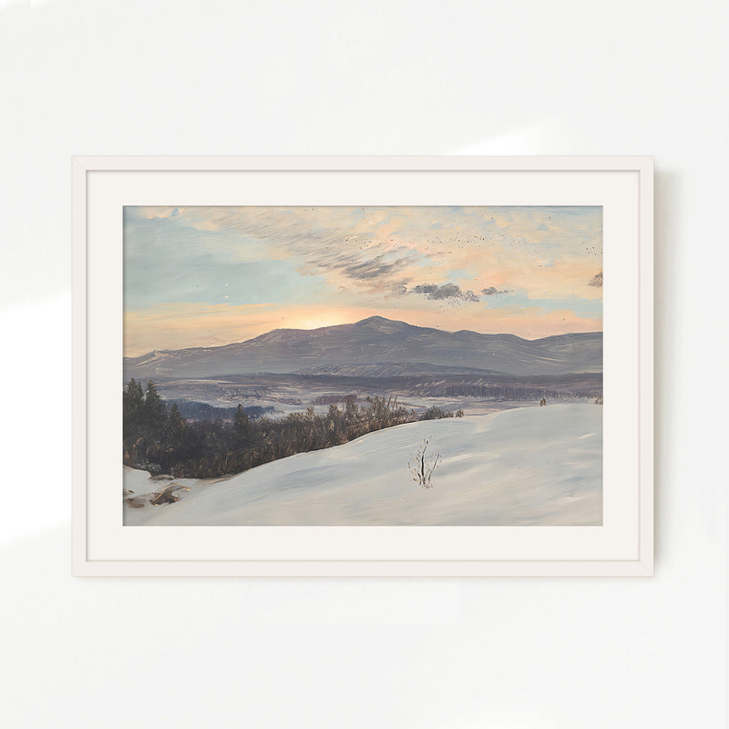 Winter Mountains In Pastel Purples - Sage and Rose Prints