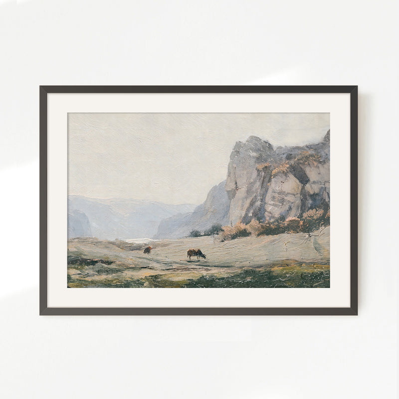 Neutral Mountain Pasture Painting - Sage and Rose Prints