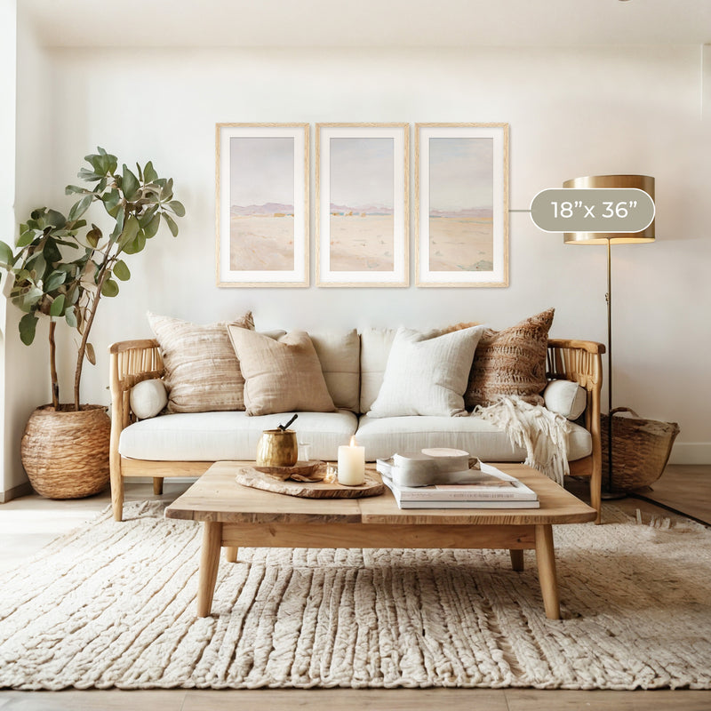 Desert Painting in Pastel Colors Triptych - Sage and Rose Prints