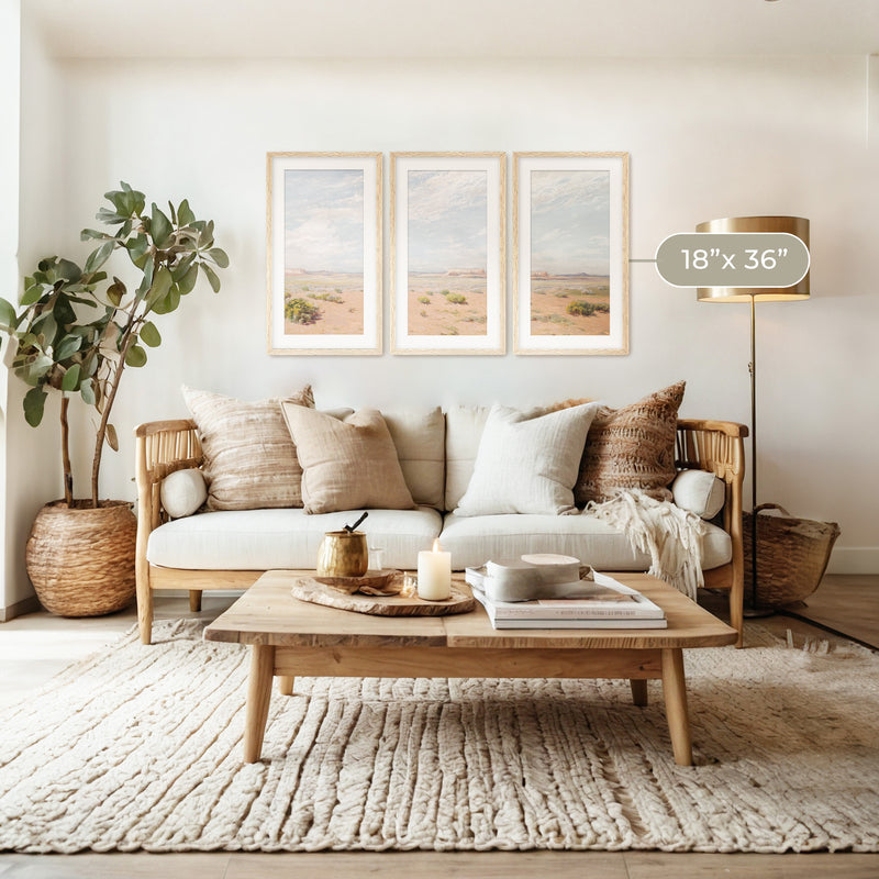 Bright Desert Landscape Triptych - Sage and Rose Prints