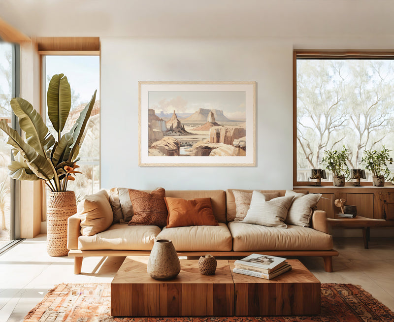 Desert Landscape in Pastel Colors - Sage and Rose Prints