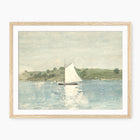 Sage and Light Blue Coastal Sailboat Print