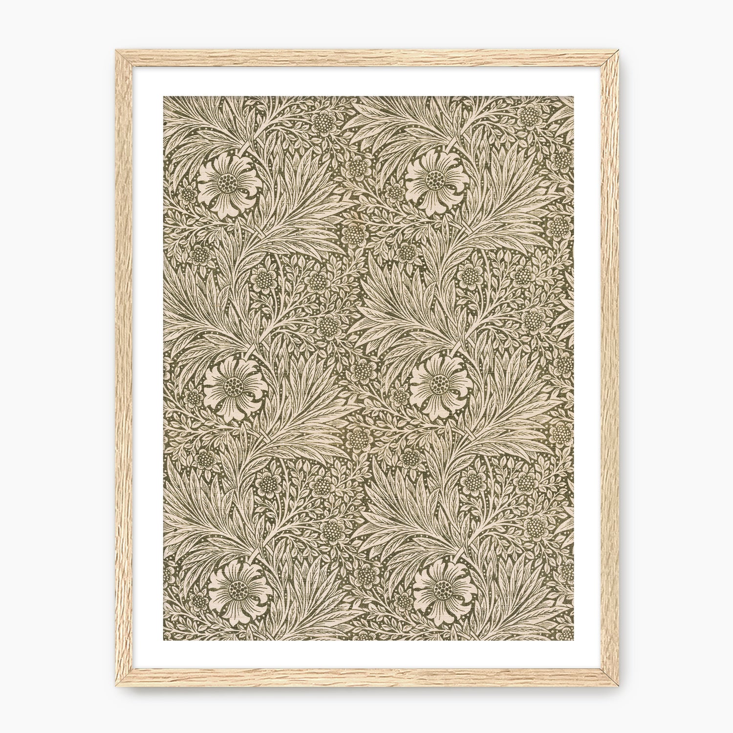 Whimsical Olive and Beige Pattern Wall Art - Sage and Rose Prints