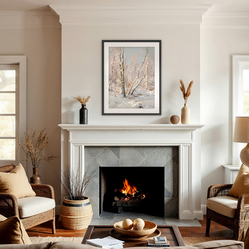 Bright Winter Forest Painting - Sage and Rose Prints