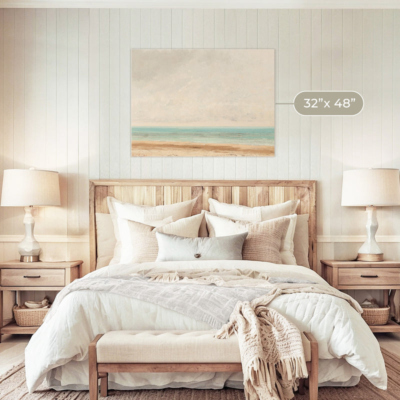 Bright Teal and Orange Abstract Seascape - Sage and Rose Prints