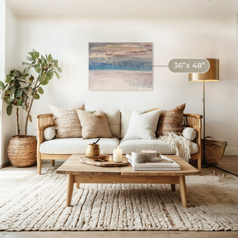 Muted Abstract Seascape Watercolor - Sage and Rose Prints