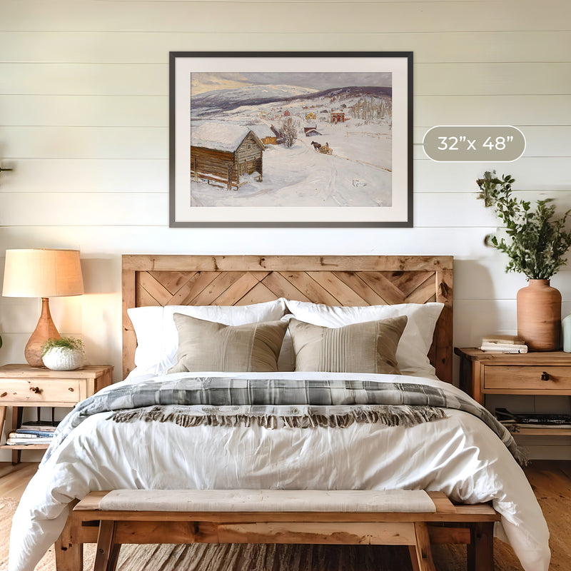 Cabin in the Snow Impressionist Painting - Sage and Rose Prints
