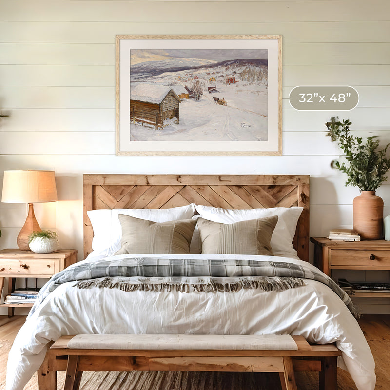 Cabin in the Snow Impressionist Painting - Sage and Rose Prints