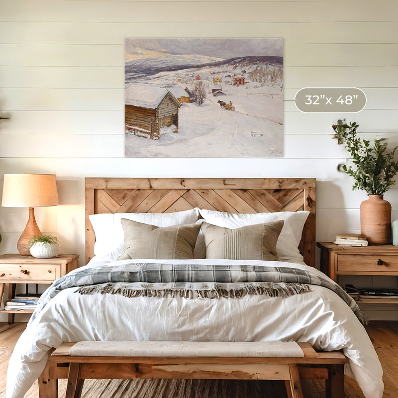 Cabin in the Snow Impressionist Painting - Sage and Rose Prints