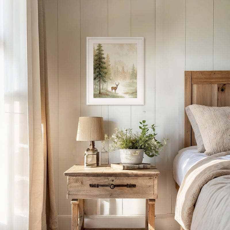 Dear Painting in a Fall Forest - Sage and Rose Prints