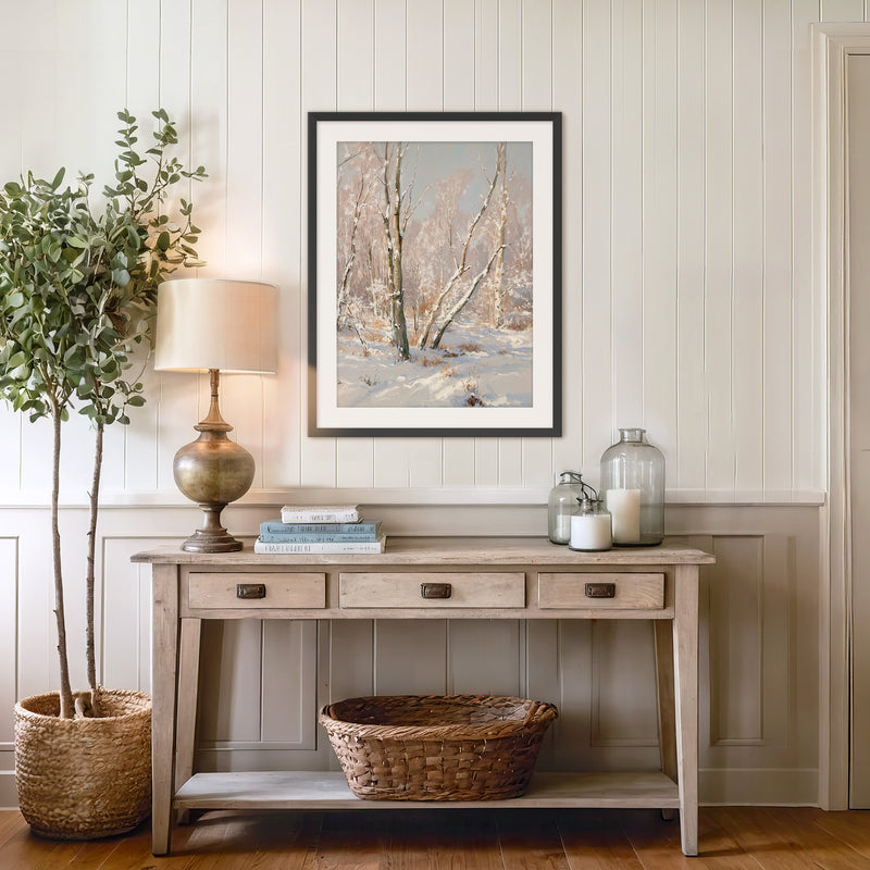 Bright Winter Forest Painting - Sage and Rose Prints