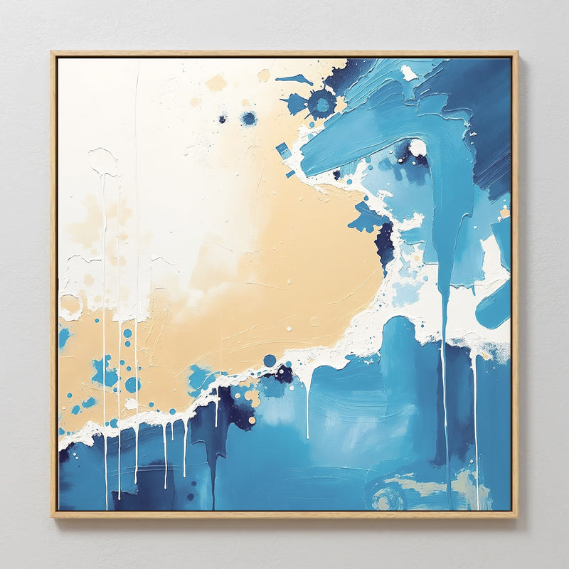 Vibrant Teal and Sand Painting - Sage and Rose Prints