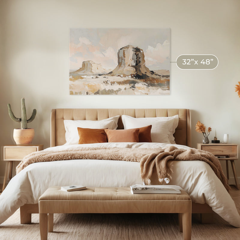 Desert Landscape Painting of Mesas - Sage and Rose Prints