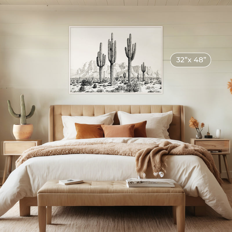 Black and White Cactus Wall Art - Sage and Rose Prints