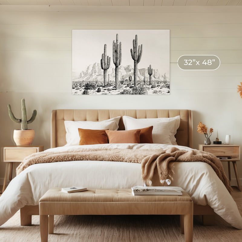 Black and White Cactus Wall Art - Sage and Rose Prints