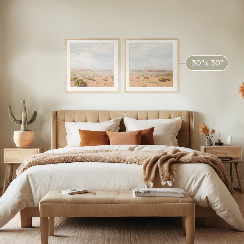 Bright Desert Landscape 2-Panel Set - Sage and Rose Prints