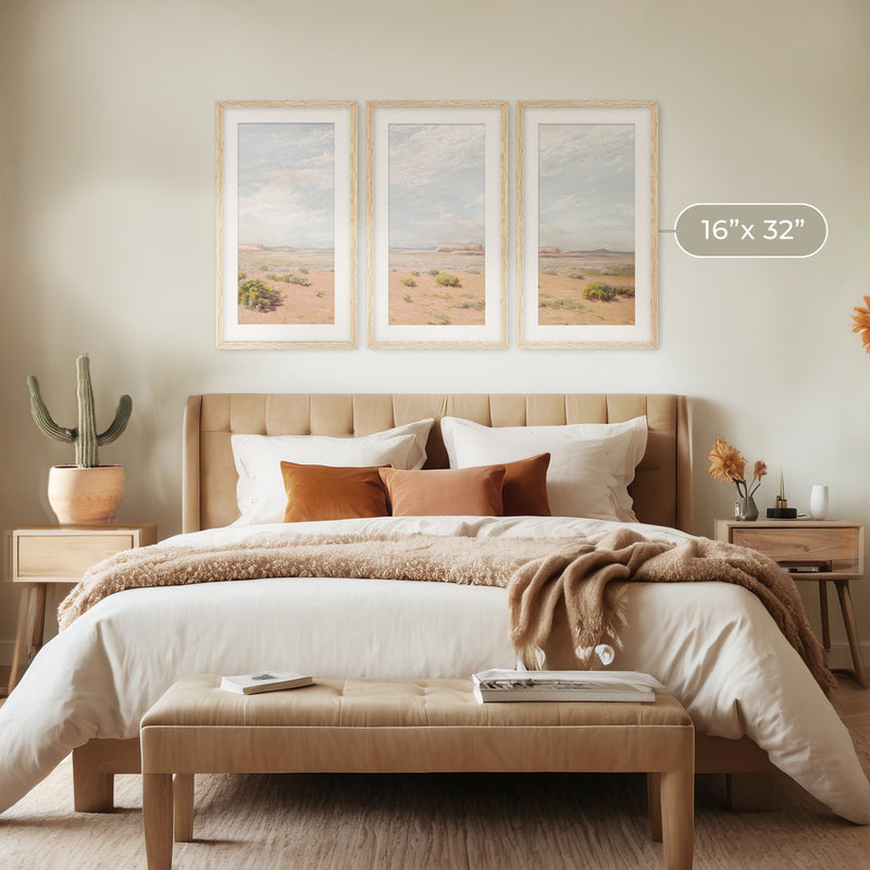 Bright Desert Landscape Triptych - Sage and Rose Prints