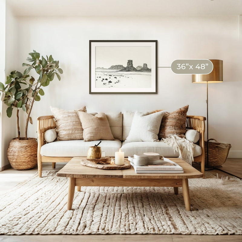 Desert Mesa Drawing - Sage and Rose Prints