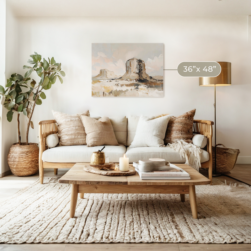 Desert Landscape Painting of Mesas - Sage and Rose Prints