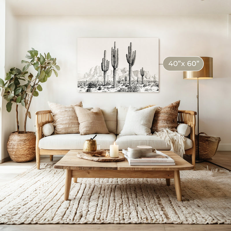 Black and White Cactus Wall Art - Sage and Rose Prints